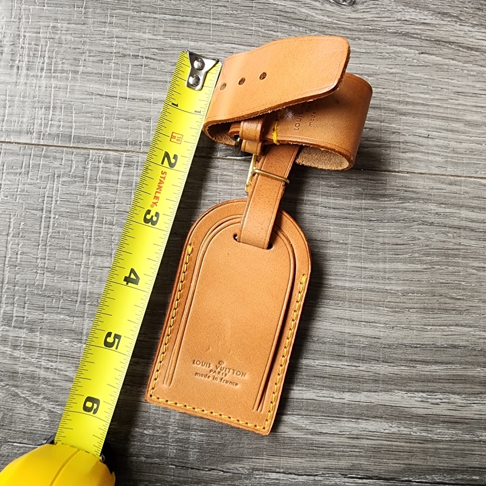Authentic Louis Vuitton Tan Leather Travel Luggage Tag & Poignet - Picture 15 of 16